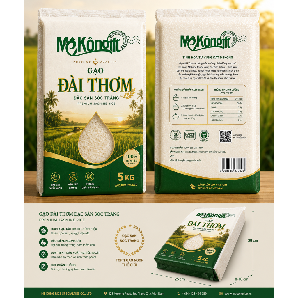 GẠO ĐÀI THƠM Mekongift Túi 5kg